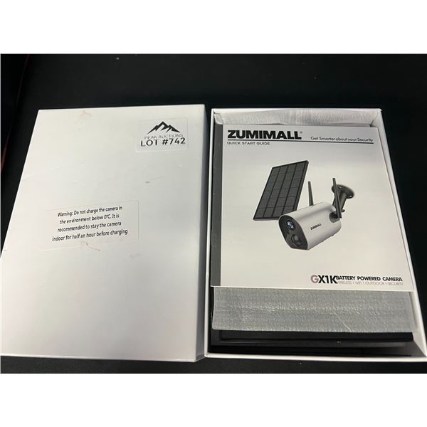 Lot of 1 Zumimall 2K Wireless Outdoor Solar Powered Security Camera