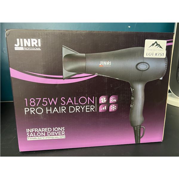 Lot of 1 Jinri 1875W Salon Pro Hair Dryer