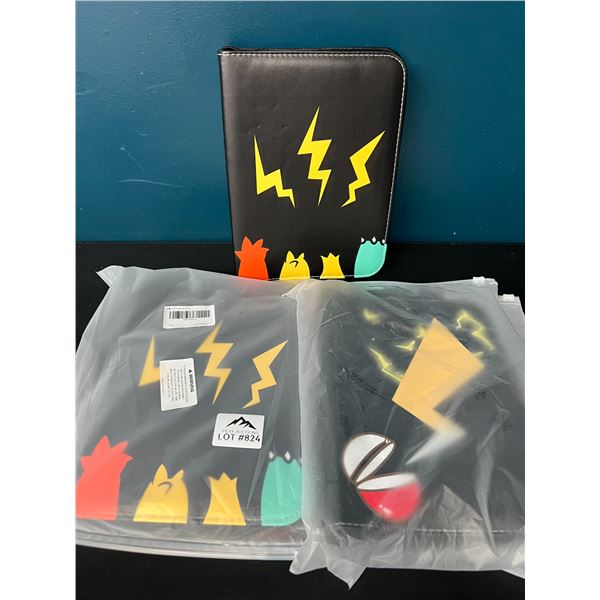 Lot of 3 Pokemon Leather 4-Pocket Premium Card Binders