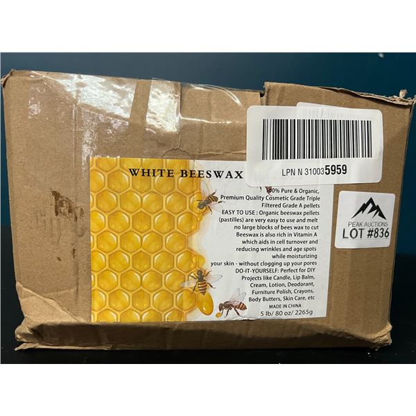 Lot of 1 5LB Box of 100% Pure - White Beeswax Pellets