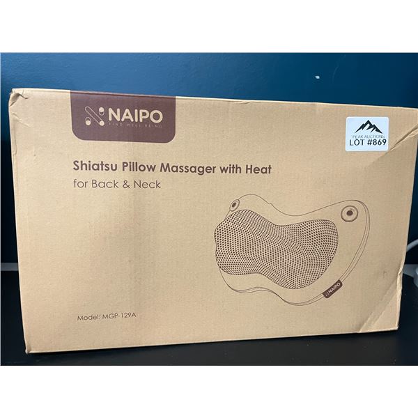 Lot of 1 Naipo Shiatsu Pillow Massager w/ Heat for Back & Neck