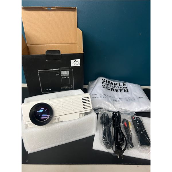 Lot of 1 LED Projector w/ Projector Screen & Remote Control