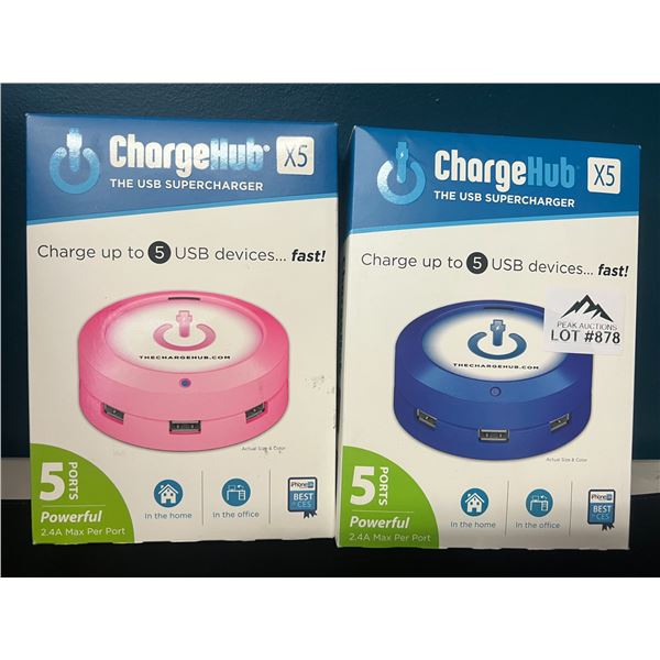 Lot of 2 ChargeHub X5 USB Superchargers/Charging Stations