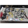 Image 1 : Carpenters Tool Package ; East Wing Hammer, Clamps, Scrapers, Square, Saw Blades plus more