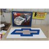 Image 1 : 17' x 40' Plastic Chevrolet Bowtie Dealership sign, Framed Miller Lite Nascar Picture