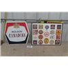Image 1 : Plastic Molson Canadian Sign Framed Beer Coasters 19" x 24" 