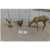 Image 1 : Lot of 3 Brass Animal Ornaments; Mouse, Bird, Deer
