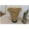 Image 2 : Assorted Vintage Items ; Cast Horse, Vase, Stone Owl Bookends, Carving with Birds