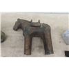 Image 7 : Assorted Vintage Items ; Cast Horse, Vase, Stone Owl Bookends, Carving with Birds