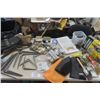 Image 1 : Assorted Hardwares; Paint Brushes, Shelf Brackets, Drywall Sander Kit, Nails, Tacks, Tool Pouches