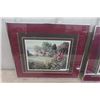Image 2 : 2 Framed Pictures of Country Houses 15" x 17.5" + 2 Small Petti Point Asian Pictures 9.5" x 10"