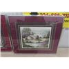 Image 3 : 2 Framed Pictures of Country Houses 15" x 17.5" + 2 Small Petti Point Asian Pictures 9.5" x 10"