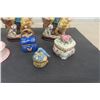 Image 3 : Assorted Porcelain Jewelry Boxes, a Couple Cute Children's Ornaments