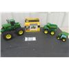 Image 1 : 3 John Deere Plastic Farm Toys, Caterpillar Drum Roller Die Cast in Box