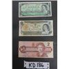 Image 1 : 3 Canadian Paper Bills: 1967 $1, 1973 $1, 1986 $2