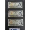 Image 1 : 3 Canadian 1973 $1 Replacement Bills