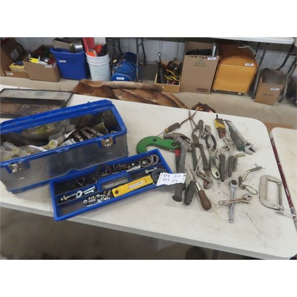 Westward Tool Box Full of Crescents, Plyers, Hammers, Roller Chains, Allen Wrenches, Implement Parts