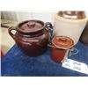 Image 3 : 4 Crockery Items; Pickle Crock, Mustard Crock, Bed Pot