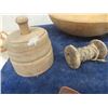 Image 5 : Primitive Items; Bowl, 2 Butter Press, Spoon plus more
