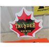 Image 5 : 1994 Orange Crush Plastic Sign 12" x 25" , Thunder Seed 16" x 19" + Make Peace Evaporated Cranberry 