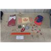 Image 1 : New 36"×72" Canada Flag, A&W Cap, Milk Caps, Smokey Bear Ruler, Patches, Nutty Club Peanut Butter Ba