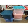 Image 1 : 5 Plastic Totes with Lids - 45-60 L