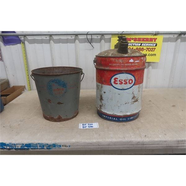 North Star 25 Lb Grease Tin, Esso 5 Gal Oil Pail