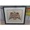 Image 1 : Framed Hand Painted Indigenous Art, Geo Reid of Bela Bela, BC - Eagle 21"×24"