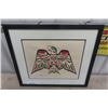 Image 4 : Framed Hand Painted Indigenous Art, Geo Reid of Bela Bela, BC - Eagle 21"×24"