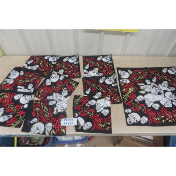 (10) 100% Cotton Skull Hankerchiefs 22 ×22 