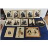 Image 1 : 13 Vintage Silhouette Pictures - some Convex, Assorted Sizes + Shapes - Largest 5 3/4" x 7.5"