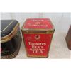 Image 4 : 9 Assorted Tins - DeLaval, Braids Tea, Top Tobacco, Old Chum Tobacco, Slades Toffee, Plus More 