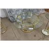 Image 4 : 4 pc Brass + Glass Table Set ; Coffee Table 16" x 36" , End Table 22" x 27", Stand 11" x 26", 