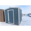 Image 1 : Building Storage Shed 8'x 8' - 2'x4' Construction, OSB Sheeting - Galvanized Tin Roof - Painted Grey