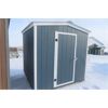 Image 2 : Building Storage Shed 8'x 8' - 2'x4' Construction, OSB Sheeting - Galvanized Tin Roof - Painted Grey