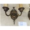 Image 3 : Pair of Brass 2 Lamp Wall Sconces
