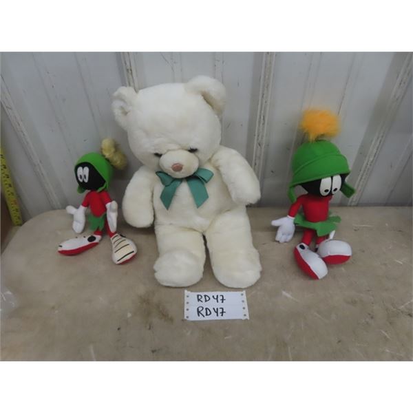 White Gund Teddy Bear, 2 Ganz Marvin The Martian Plush Toy