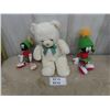 Image 1 : White Gund Teddy Bear, 2 Ganz Marvin The Martian Plush Toy