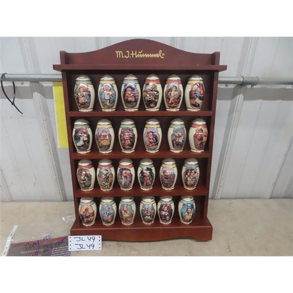 24 Hummel Spice Jars with Wooden Rack - New with Certificates