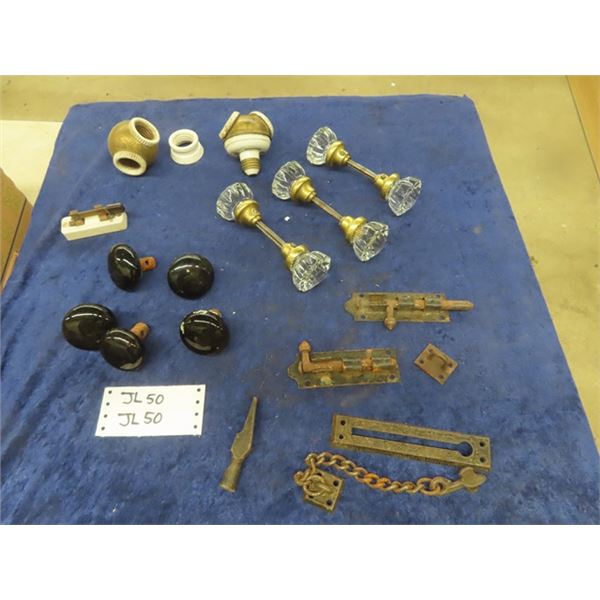 3 Glass Door Handles, Ceramic Door Handles, Door Parts, 2 Porcelain + Brass Screw in 2 Way Splitters