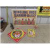 Image 1 : Vintage Circus Clown Lot; Ringing Bros. Barnum + Bailey Poster 17" x 25" , New Old Stock Metal Ring 