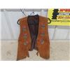 Image 1 : Vintage First Nations Cree Beaded Leather Vet - Seems to be Sz Med - Edges are Nicely Laced - Very 