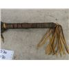 Image 3 : First Nations Tomahawk With Iron Axe Head + Wooden Handle Decorated with Rawhide Wrapping + Tassles,