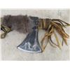 Image 8 : First Nations Tomahawk With Iron Axe Head + Wooden Handle Decorated with Rawhide Wrapping + Tassles,