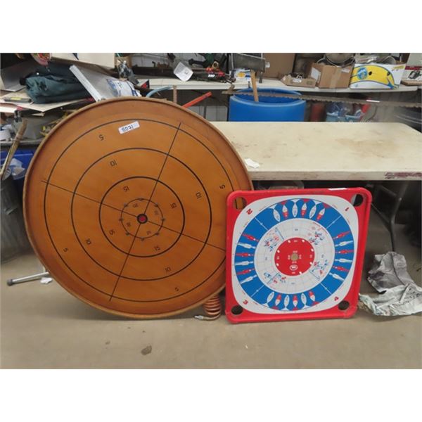 Giant Vintage Wooden Crokinole Board 42" Wide, with Another Multi Game
