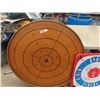 Image 2 : Giant Vintage Wooden Crokinole Board 42" Wide, with Another Multi Game Board that Includes Crokinole