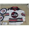 Image 2 : WPG Jets Lot; Stanley Cup Bank 14", Signed Jersey Sz Youth Sm Byfuglien, 3 Signed Crests - Kyle Conn