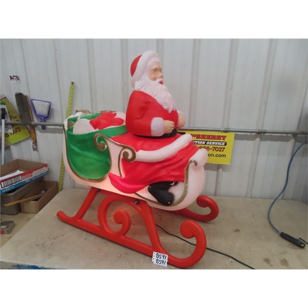 Large Santa Riding Sleigh Light Up Blow Mould 16"×36"×36"