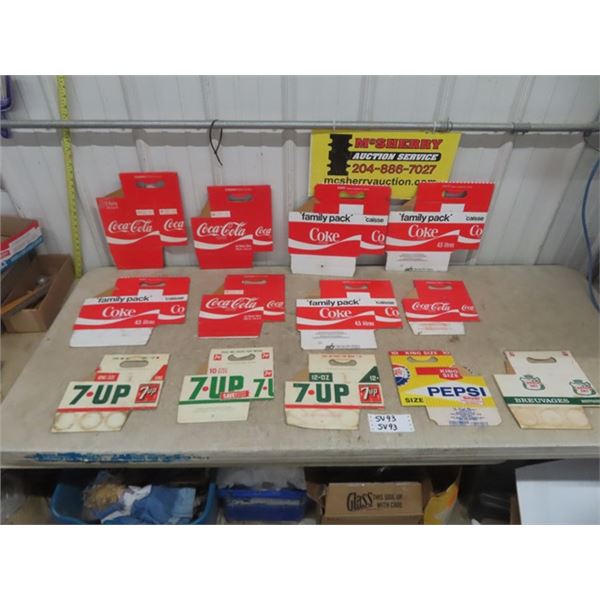 8 Coca-Cola Cardboard Carriers, (3) 7Up, 1 Canada Dry, 1 Pepsi Cardboard Carrier