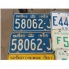 Image 2 : Assorted License Plates ; Saskatchewan, Ontario, BC, Manitoba - 7 Pairs